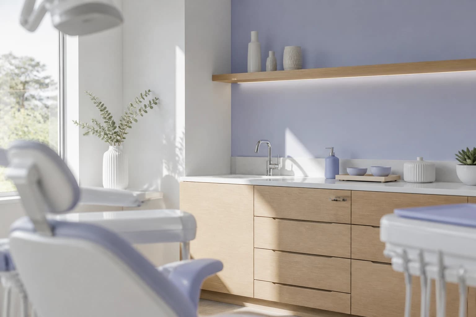 Sunlit contemporary treatment room — atmospheric photography, not the Elverta Road office