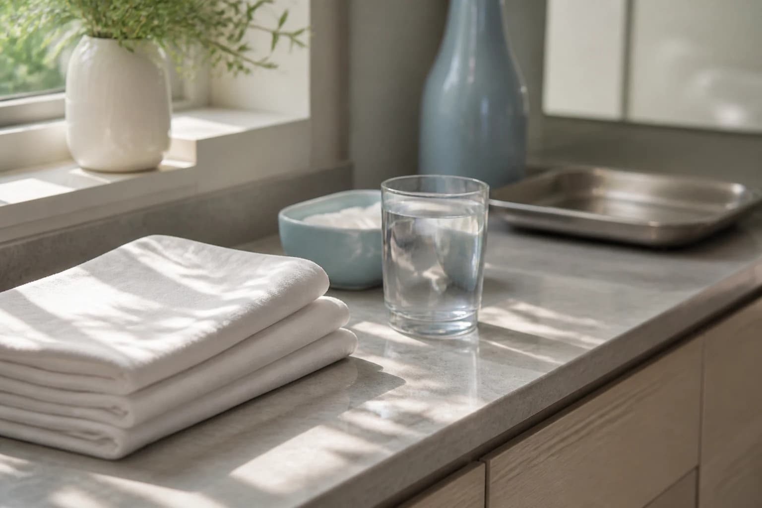 Quiet still life of linen and morning light — atmospheric photography