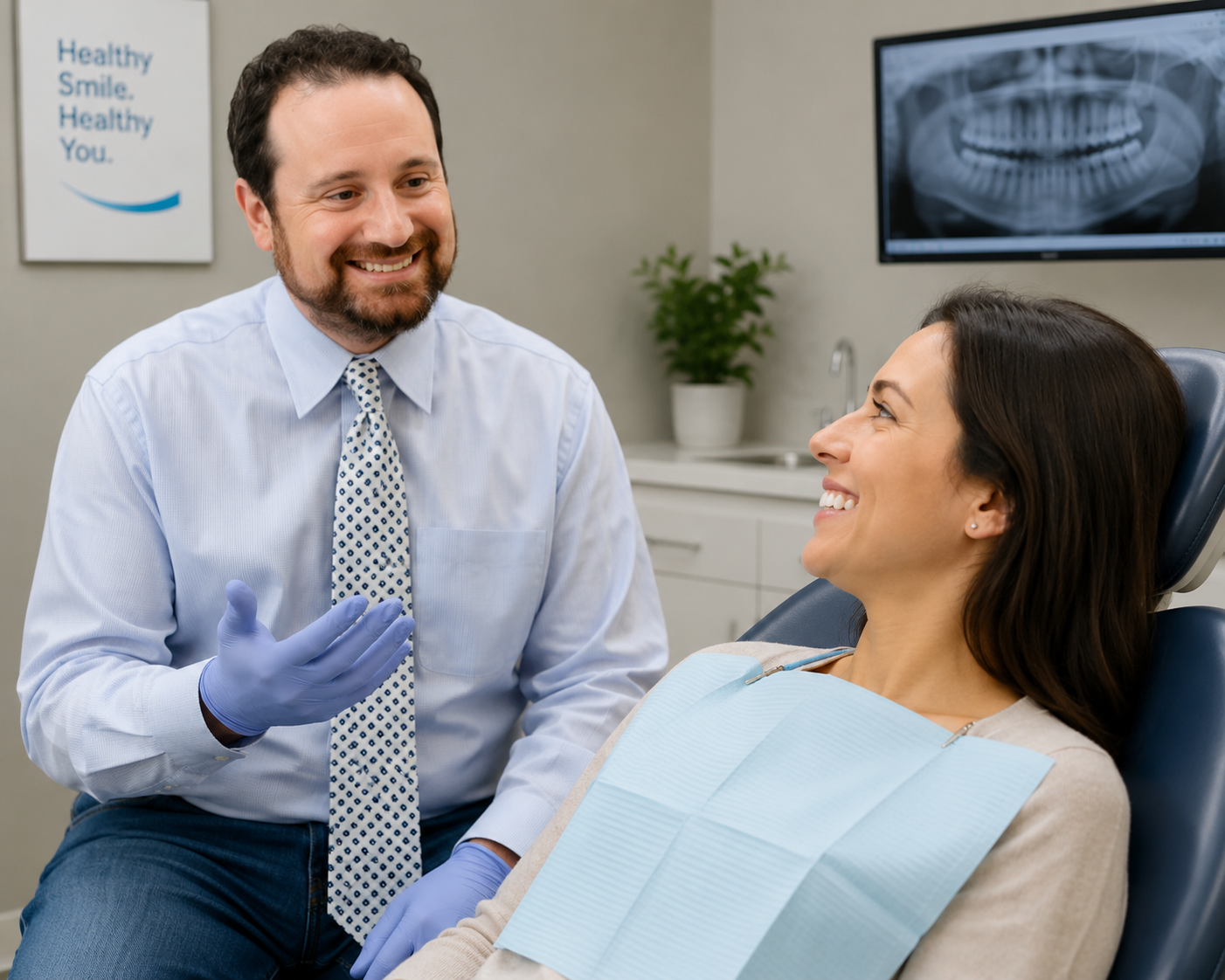 Dr Narodovich discussing sedation dental options with a patient
